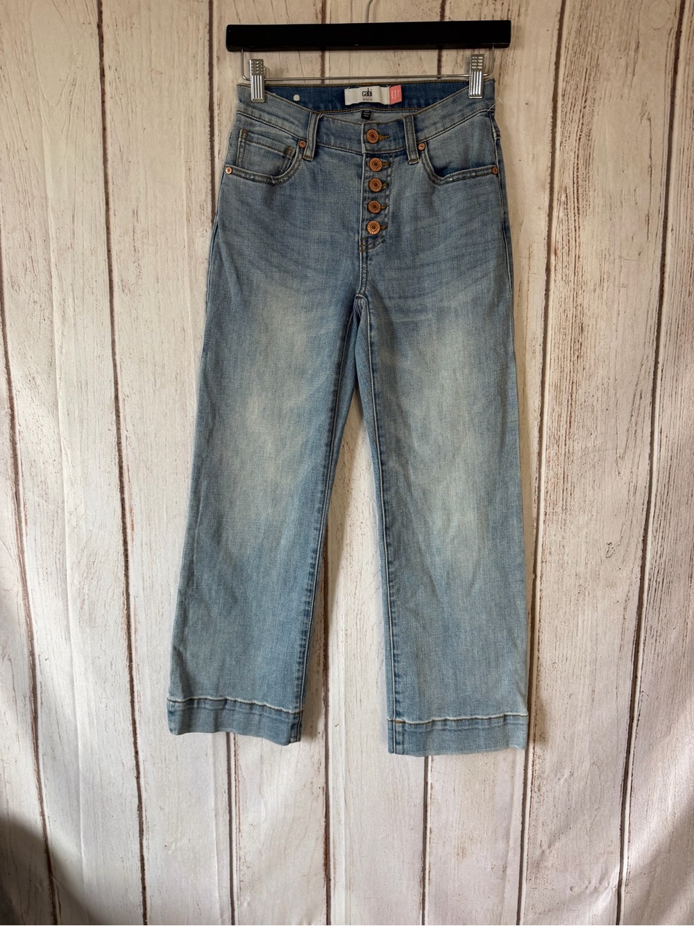 Cabi Palm Beach Crop Jeans Size 00 Light Wash Button Fly Cropped